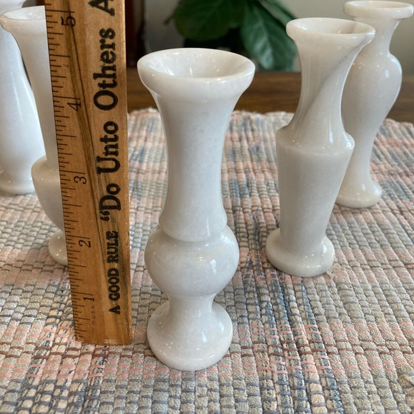 Vintage Set of 5 Marble Mini Bud Vases White - Picture 6 of 6